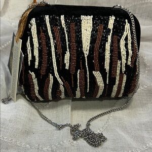 NWT Hand beaded made in India clutch purse with chain